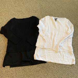 Bundle of 2 Eileen Fisher Black and White Long Sleeved Tops Size Petite Small
